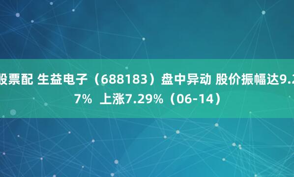 股票配 生益电子（688183）盘中异动 股价振幅达9.27%  上涨7.29%（06-14）